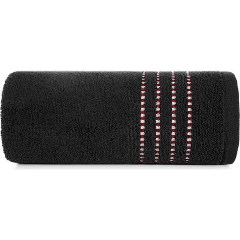 50x90 Fiore Handtuch, schwarz, 500 g/m², Frottee, verziert mit einer Bordüre in Form dünner Streifen