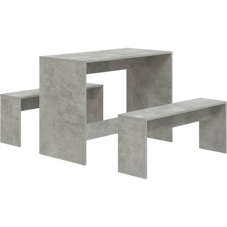 Set da Pranzo 3 Pz Grigio Cemento in Truciolato vidaXL (1/5)