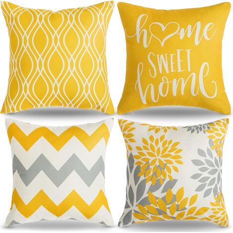 Funda de cojín con diseño geométrico de 45 x 45 cm, cojín decorativo amarillo para sofá, decoración de interiores para el hogar, la sala de estar y el dormitorio (1/5)