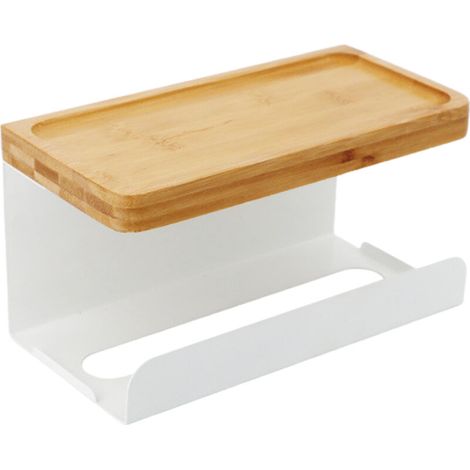 Porte-serviettes mural en bambou Eco Chic 23.2x11x12.2cm - Noir/Blanc - Fixation sans perçage - Multipièces (Lot de 1) (1/5)