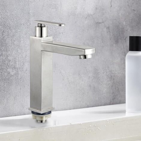 Mitigeur de lavabo, inox, monocommande, pour usage quotidien (1/5)