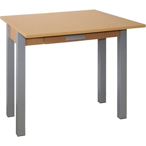 Mesa de Cocina - Modelo HENA Metal - Material MDF/Metal - Medidas 80 x 40/80 x 76 cm  Color: Madera Roble