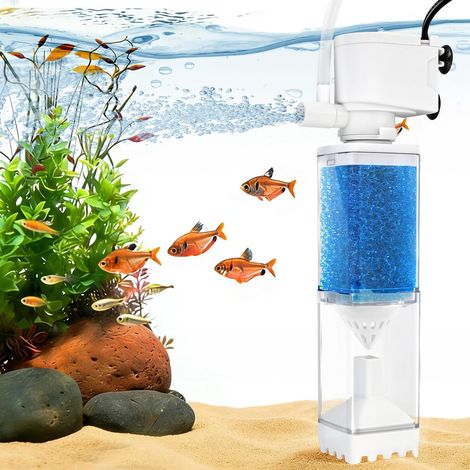 5 in 1 Pompe et Filtres pour Aquarium 20-80L, Réglable 350L/H 4W Pompe Aquarium Filtre et Oxygène, Pompage, Wavemaker, Moteur Aquariums Silencieux, Éponge Filtrante Réutilisable d'eau Douce (1/5)
