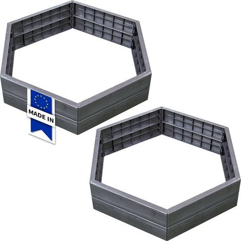 Graf – Carré potager modulable en plastique 2 unités – Système anti-U.V. – Montage rapide sans outils – Esthétique imitation bois