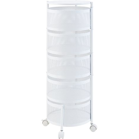 Carrello da portata cucina soggiorno mobile portaoggetti a 5 livelli in acciaio 90 x 33 cm bianco 030009249