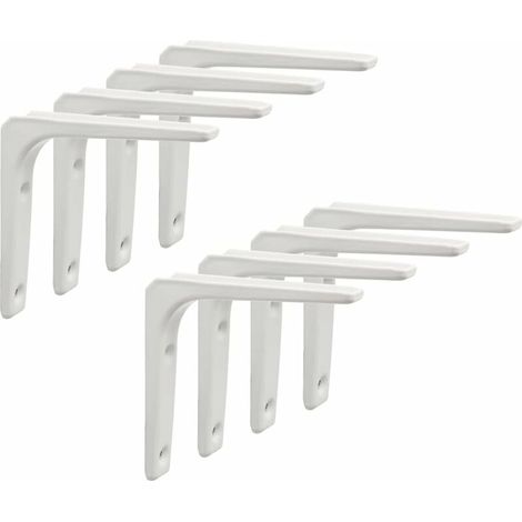 VURAHOME - Equerre Etagere Murale, 8PCS Equerre Metal 100mm x 100mm Equerre Charge Lourde Support Etagere Murale Pour Deco Murale Cuisine Industrielle radiateur Montage Mural (Blanc) (1/5)