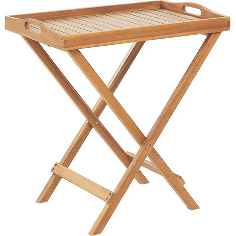 Table de Jardin Pliante 68 x 45 cm en Bois d'Acacia Clair Dossier à 6 Positions Java (1/5)