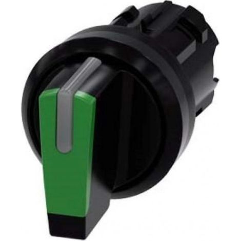 Interrupteur à 3 positions 22 mm noir/vert anti-retour E-O-II, rétroéclairé, boîtier plastique IP69k, Sirius ACT 3SU1002-2BL40-0AA0