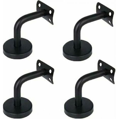 Set of 4 stainless steel handrail brackets, designed to support wall-mounted handrails in hallways, stairs and interior lofts. (1/4)