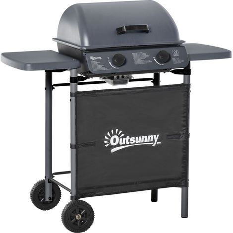 Grey 2-Burner Gas Barbecue 5.6 kW in Steel for Garden (1/5)