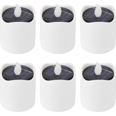 Bougies électroniques LED 6 pièces solaires, forme chandelle étanche, décoration mariage extérieur, ambiance romantique (1/5)