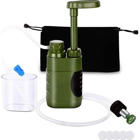 Filtro de agua para senderismo, filtro de agua portátil de 5000 litros, acondicionador de agua para agua potable que elimina los metales pesados virales de 0,01 micrones de espesor para viajes de acam (1/5)