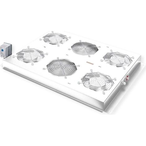 ROLINE 19-Zoll Dachlftereinheit 4 Lfter, Thermostat fr Serverschrank grau