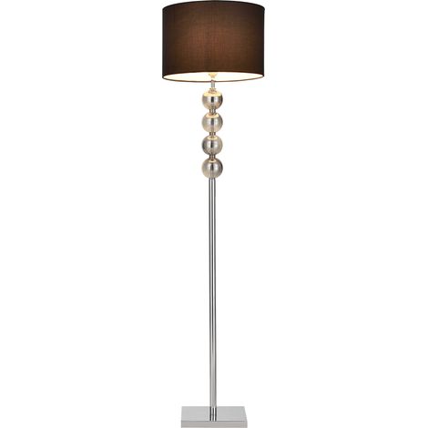 Lampadaire lampe à pied métal poli tissu chrome 155 cm noir