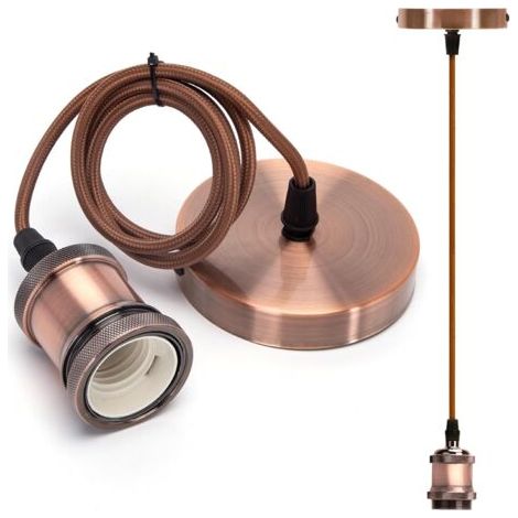 Suspension en Métal E27,Support de Lampe à Suspension avec Montage au Plafond,Câble de 1 m,Rouge(1) (1/5)