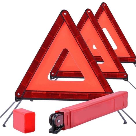 Set mit 3 Standard-Warndreiecken für Fahrzeuge, reflektierenden Dreiecken, Sicherheitsdreiecken mit Etui (1/5)