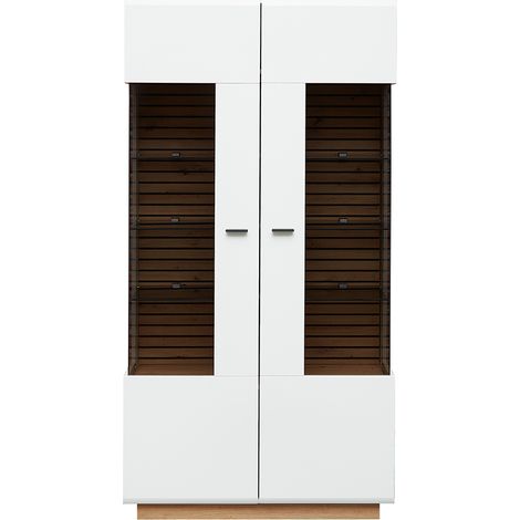 Vitrine Standvitrine, 98cm breit, weiß mit Eiche, FALLON-55 (1/5)