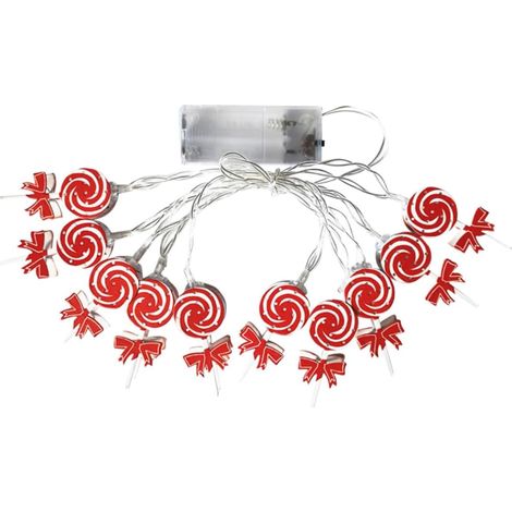 Guirlande sucette bonbon 1.65 M, 10 lampes, décoration suspendue Noël (1/5)