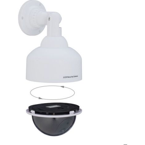 Relaxdays Fausse caméra de surveillance en dôme, lumière LED clignotante, dissuade intrus, intérieur/extérieur, blanche (1/4)