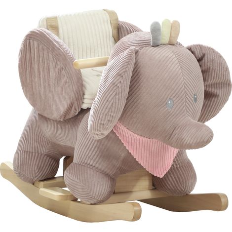 Schaukeltier, Elefant-Schaukel, interaktive Tiergeräusche, Holzrahmen, für Kinder 1,5-3 Jahre, 65 x 32 x 49 cm, Braun (1/5)