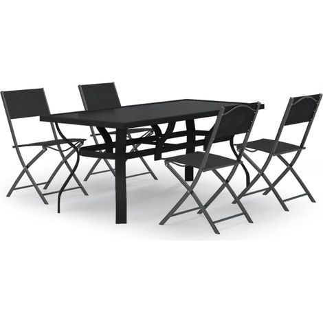 Maison Exclusive - Set da Pranzo da Giardino 5 pz Grigio e Nero
