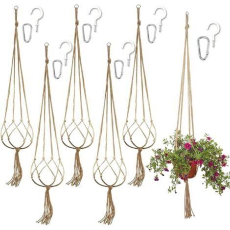 Ecleanfy-Macramé Suspension Plante en Corde de Coton - Pot Suspendu Solide