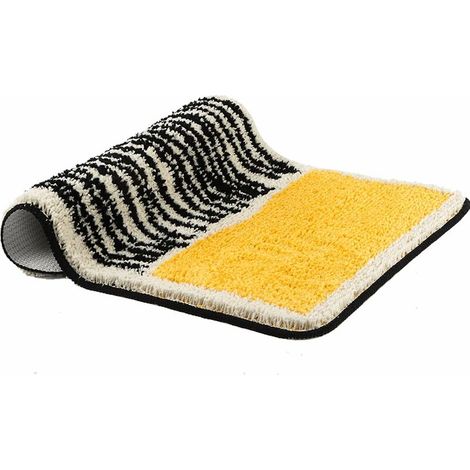 TRIOM Tapis de Bain Antidérapant, Tapis Baignoire 40 x 60 cm Absorbant Fibre Douce Anti-Poussière Lavable Facile , Tons Chauds Noir Jaune, Multiusage pour Bains Cusine ou Entrée (1/5)