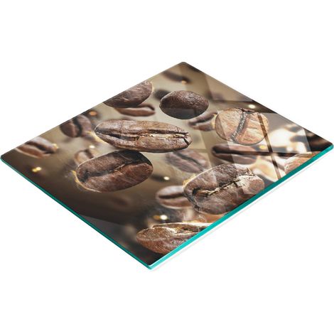 Elegante e resistente tagliere da cucina in vetro con motivo a chicchi di caffè, 60x52 cm. (1/5)