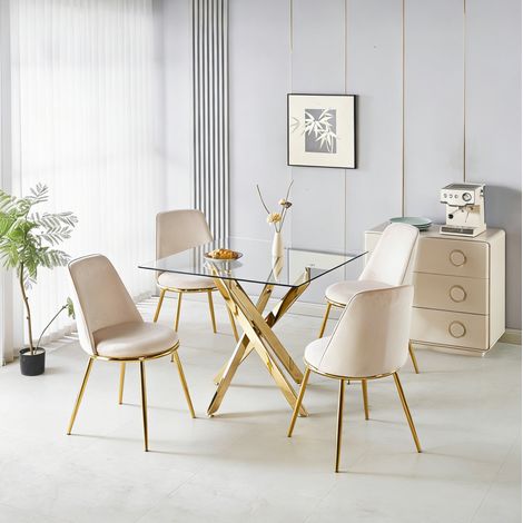 chaises salle manger velours dor, dossier haut OKMYHOME (1/5)