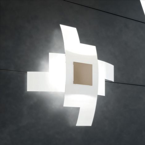 Plafoniera Moderna Tetris Color Metallo Sabbia Vetro Bianco 4 Luci E27 55Cm (1/3)