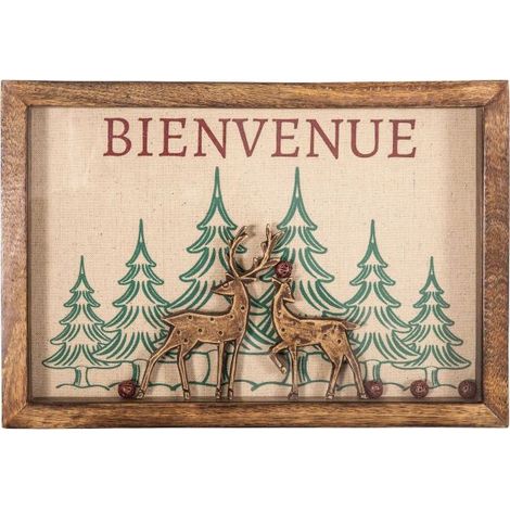 Tableau en bois de manguier Bienvenue