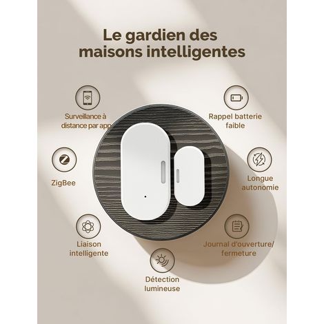 Sensore intelligente per porte e finestre, richiede gateway ZigBee Tuya, rilevatore di luce wireless per sistema di allarme e casa, compatibile con Smart Life/MOES/Tuya, 1 pezzo (1/4)