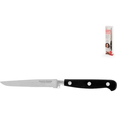 Steakmesser mit halber Wellenschliff und schwarzem Griff