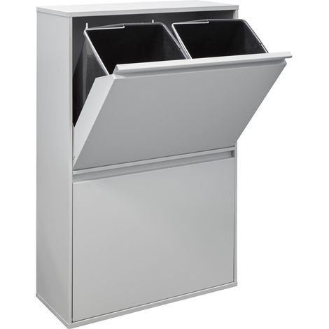 ARREGUI Basic Cubo de basura y reciclaje de acero de 4 cubos, mueble de reciclaje, 4 x 17 L (68 L) Gris CR602-B