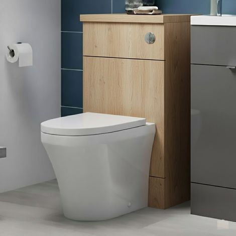 Hudson Reed Fusion WC Unit with Coloured Worktop 600mm Wide - Bleached Oak (1/3)