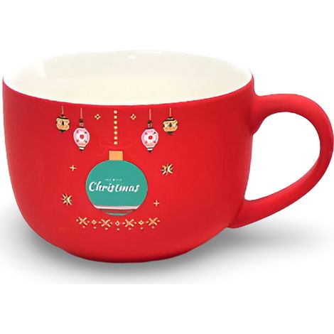 Tazza natalizia grande in porcellana floccata da 370 mL, Ø 10 x 7.5 cm -Stile 4 (1/5)