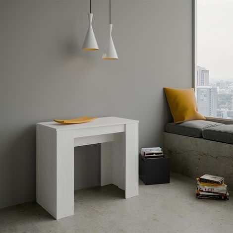 Consola mesa comedor extensible 90 x 48 - 204 cm madera blanca Basic Small (1/5)