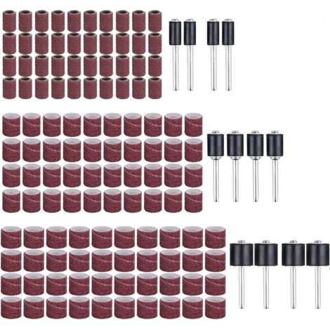 Ponçage Tambour Ponceuse Ongles Manchons Embout Emeri (132pcs) Contient des Bandes de Ponçage et des Tambours Mandrins en Caoutchouc (1/5)