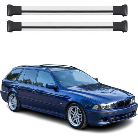 OMAC Aluminium Dachträger Querträger für BMW 5er E39 1996-2004 – Max. 75 kg – 2 Stangen Silber (1/5)