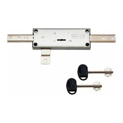 Serrure 3 points Mottura 45853 – Acier galvanisé – Manoeuvre par clés double panneton – Course accroches tringle 20 mm