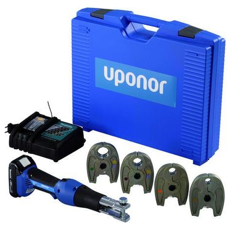 Uponor – Kit machine à sertir mini-pipe 32 – Sertisseuse sans fil pour systèmes multicouche 16-32 mm – Mallette complète avec mâchoires 16/20/25