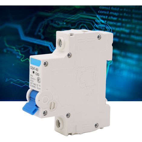 Disjoncteur miniature DZ47-63 C63 1P 230/400 V 63 A, montage sur rail DIN, capacité de sectionnement 4500 A (1/5)