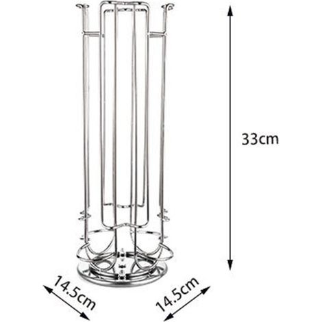 Dispensador de cápsulas de café, Torre giratoria para cápsulas, Dispensador de cápsulas giratorio de 360 grados, Plateado (1/5)