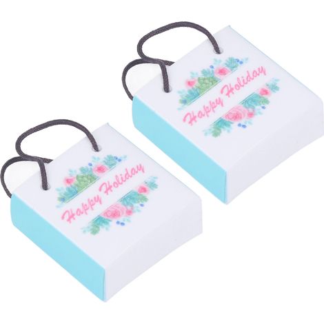 Sacs cadeaux miniatures, échelle 1:12, imprimés de lettres et de fleurs, sacs miniatures avec poignées pour maisons de poupées, 2 pièces. (1/5)