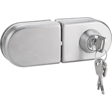Serrure de porte en verre de 10 à 12 mm, serrure de sécurité antivol en acier inoxydable avec clés pour portes vitrées, idéale pour les maisons et les hôtels. (1/5)