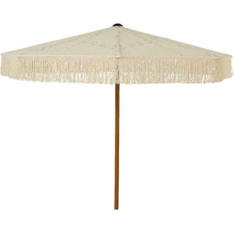 Kaemingk Ombrellone da Esterno Beige Diametro 208 cm con Frange - Elegante e Funzionale per Giardini e Terrazze