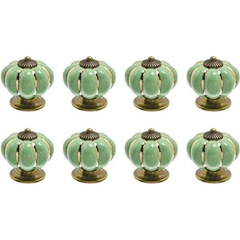 Bouton De Porte - Céramique - Forme Citrouille - 4 cm - Pour Armoires Tiroirs Meubles - Lot De 10 (1/5)