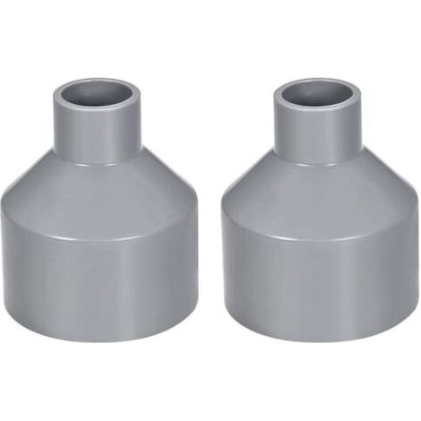 Raccord d'évacuation PVC réducteur 50 mm x 20 mm – Raccord moyeu à moyeu gris – Lot de 2 pièces pour drainage et ventilation (1/4)