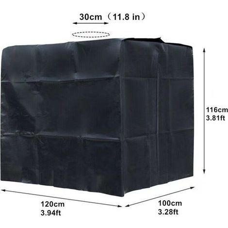 CHOYCLIT Bâche Réservoir d'eau IBC 1000 L Couverture Container Citerne Eau Pluie avec Fermeture éclair Coupe Vent Anti UV 210D Résistant à la Déchirure Noir