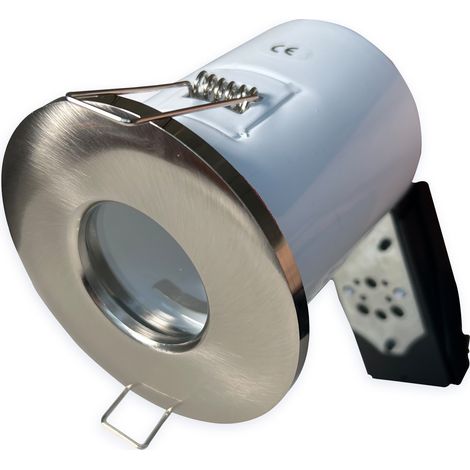 Europalamp – Support spot encastrable aluminium brossé IP65 – Douille GU10 – Joint d'étanchéité pour isolation à l'air – Compatible jusqu'à 2400W